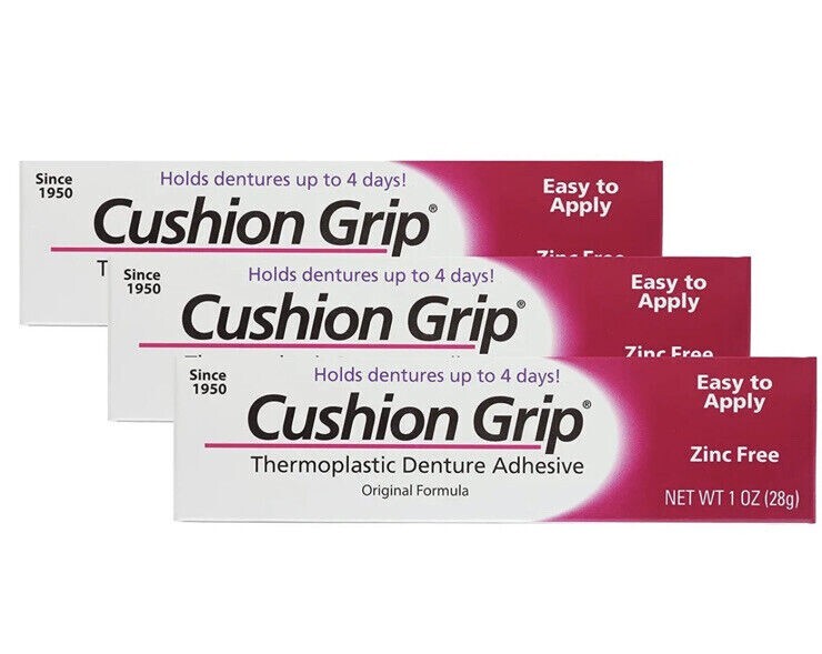 Cushion Grip Soft Thermoplastic Denture Adhesive 1 Oz - Pack of 3
