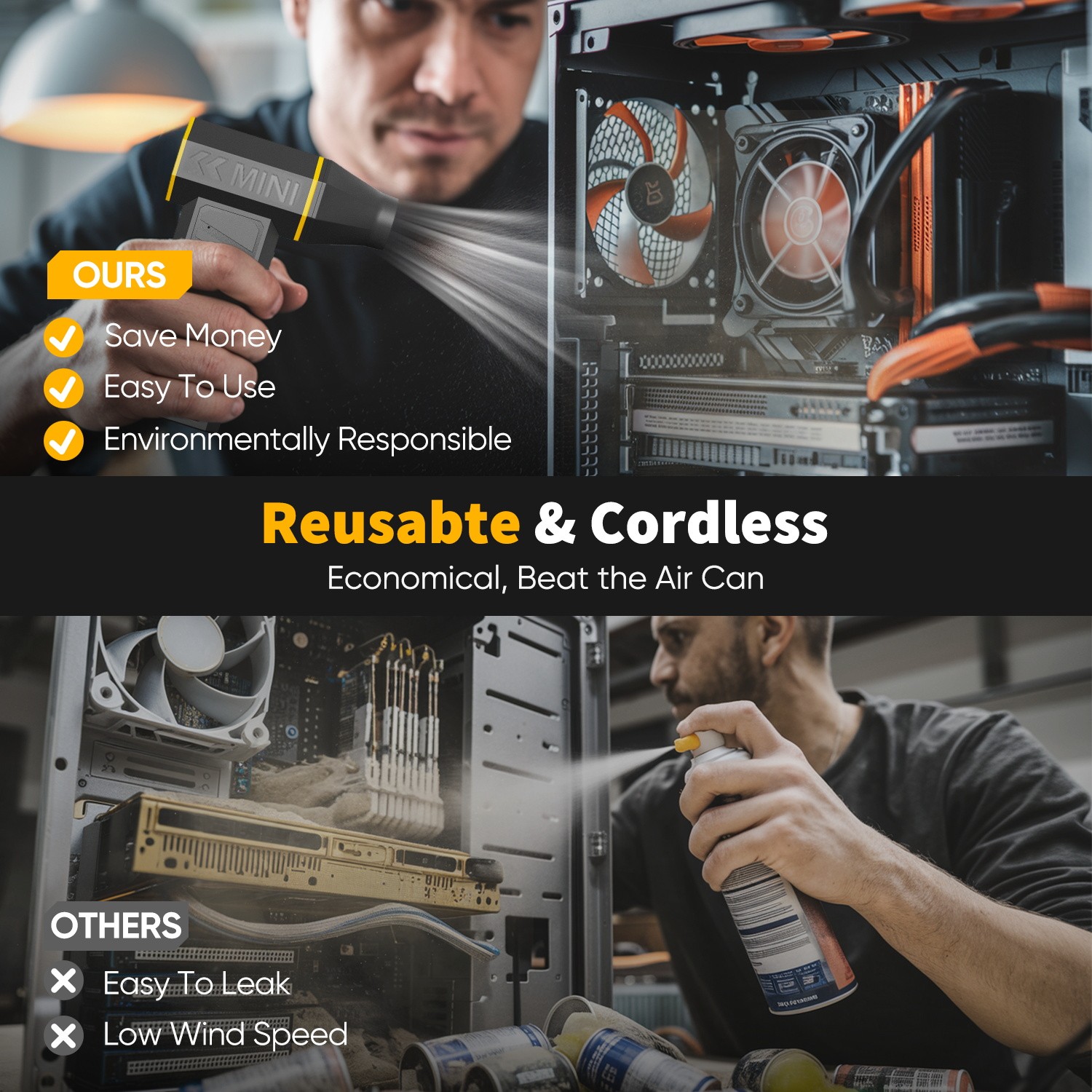 180000RPM Cordless Compressed Air Duster Blower for Computer PC Cleaning Cleaner