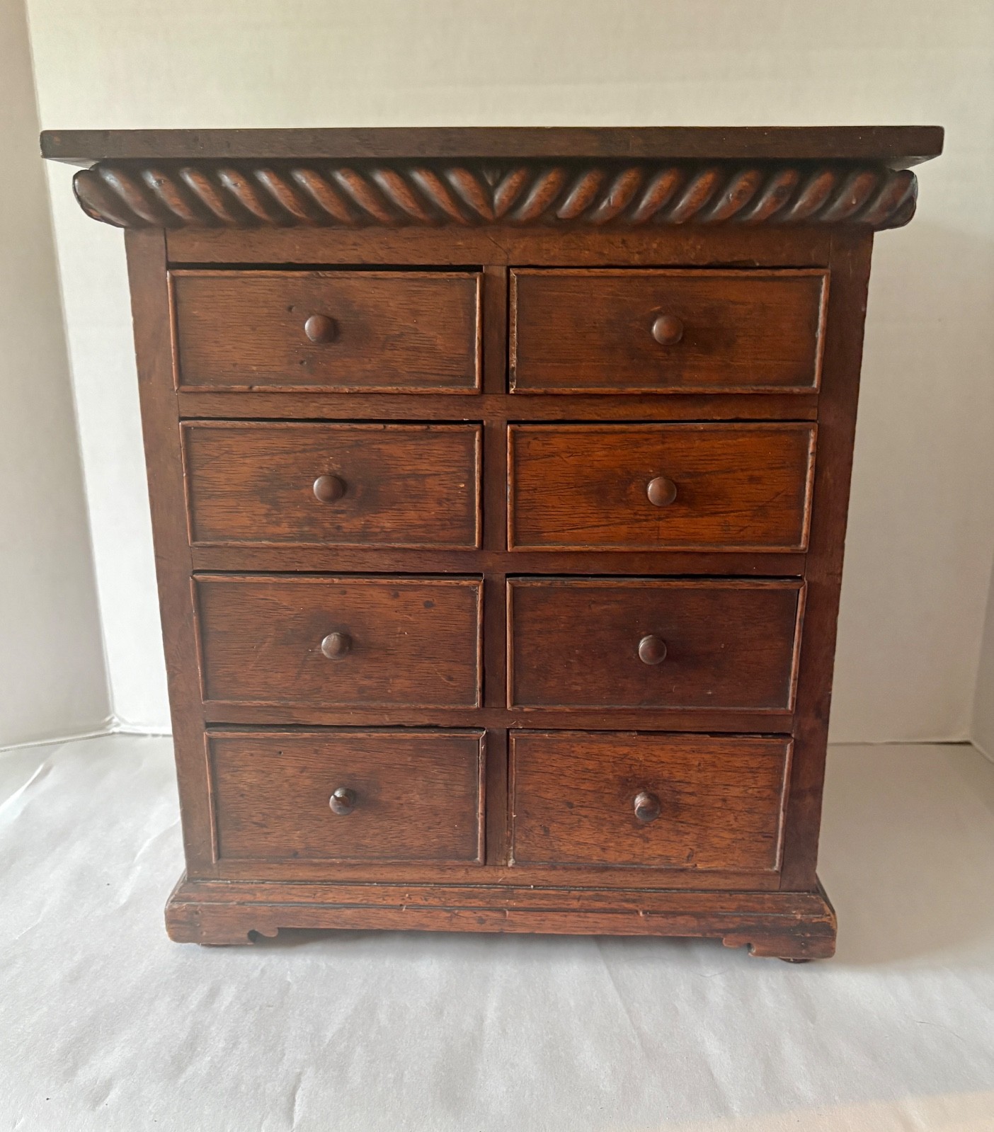 Antique Table Top Walnut Hand Dovetailed Dresser/Salesman Sample/Apprentice