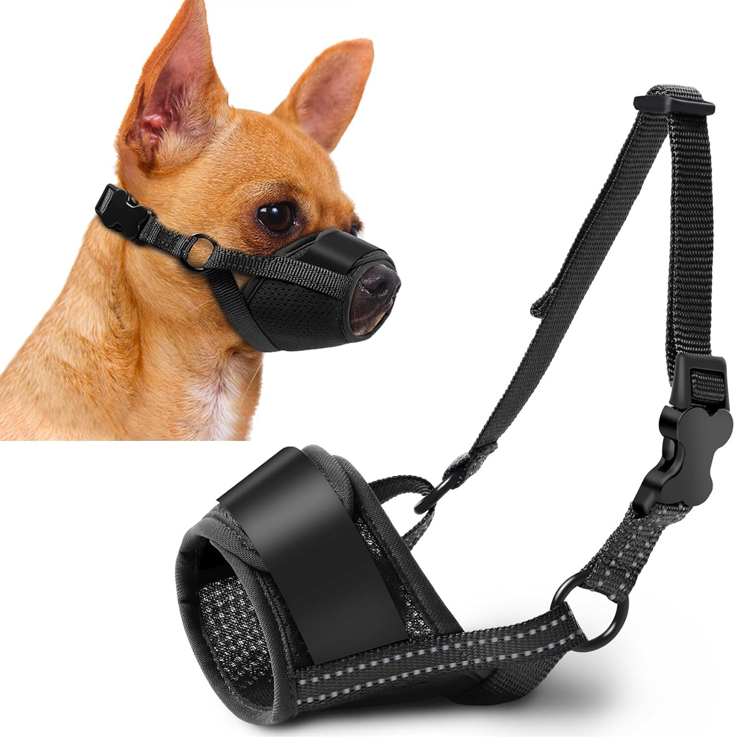 Dog Muzzle Soft No Barking Adjustable Mesh Muzzles Dogs Anti Chewing Breathable