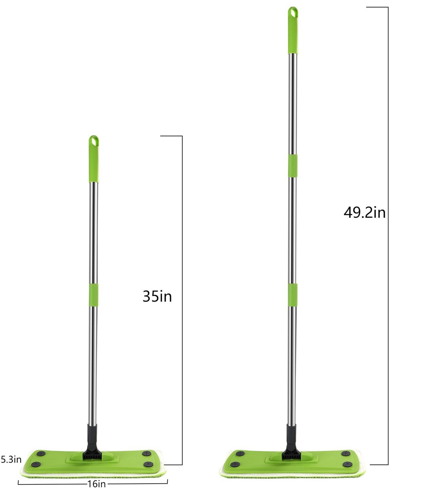 Green Mop, Flat Mops for Floor Cleaning with Long Handle, Small Dry Mops, Hom...