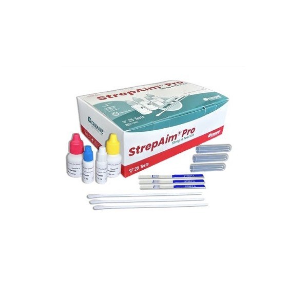 StrepAim Strep A Kit A rapid dipstick format, 25 Tests/Box Expiration 02/2027