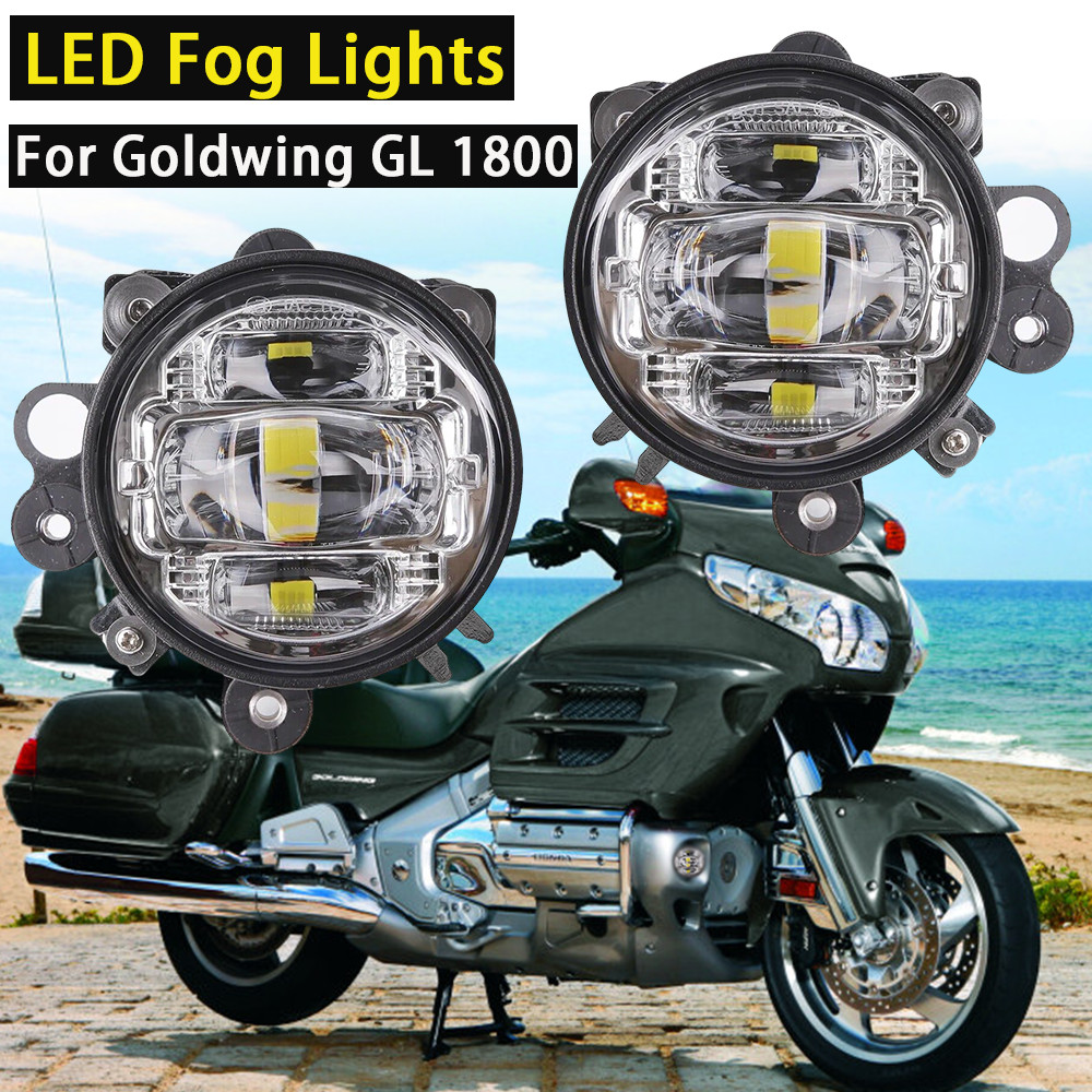 Chrome LED Driving Fog Light DRL Halo Ring For Honda Goldwing GL 1800 2002-2010