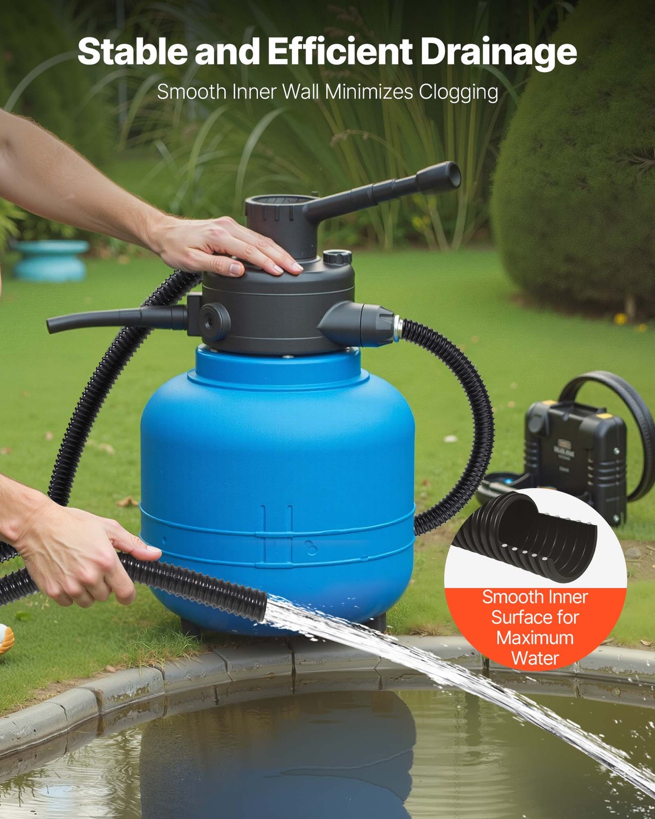 VEVOR 21 ft Corrugated Pond Tubing 1 in ID Flexible PVC Hose Drain Pipe 1 Pcs