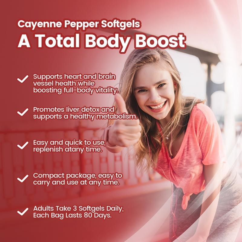 Cayenne Pepper Softgels Supplement, Supports Leg VeinHeart and Blood Vessel