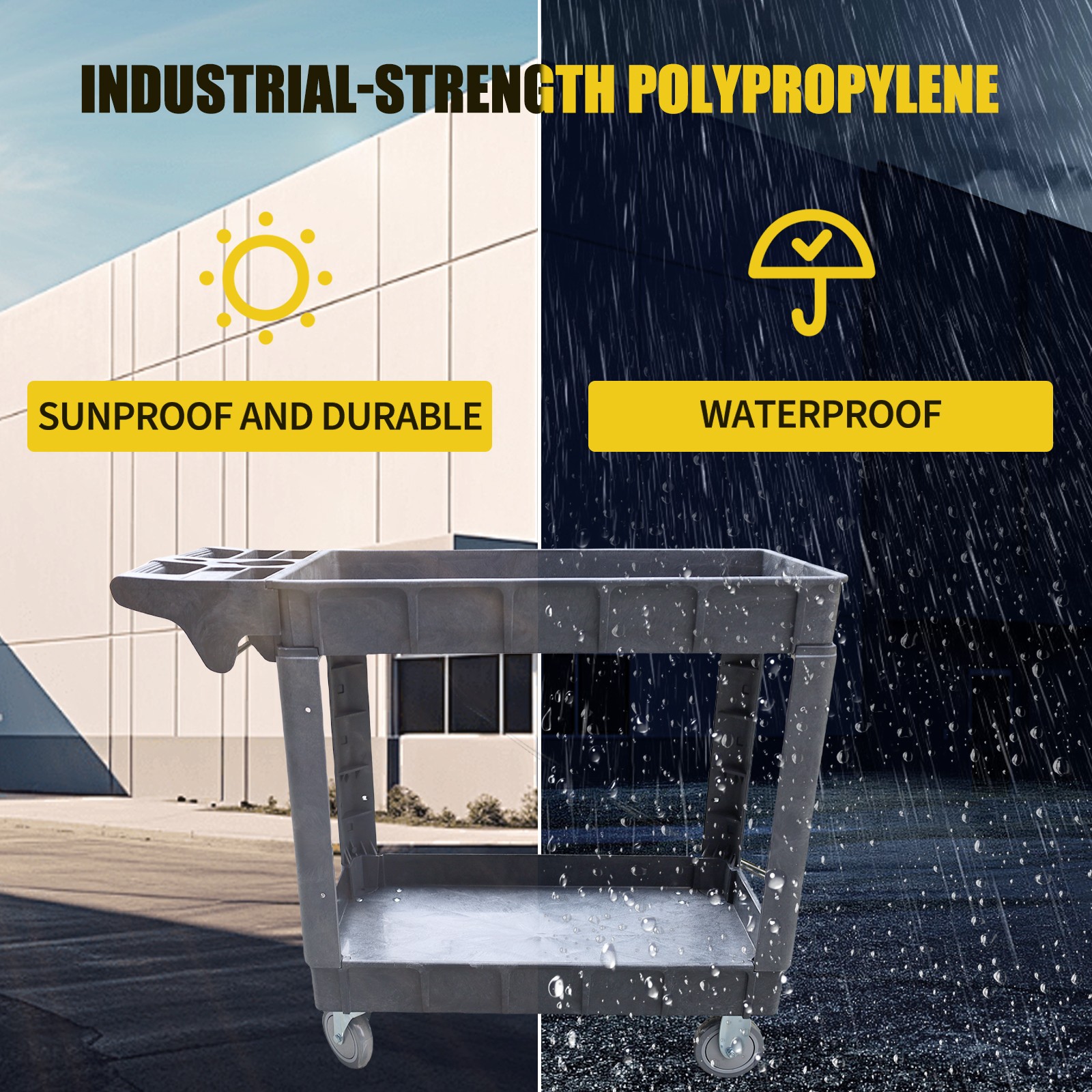 Heavy Duty Service Shop Tool Cart 2-Shelf 500lbs Capacity Organizer Rolling 360°