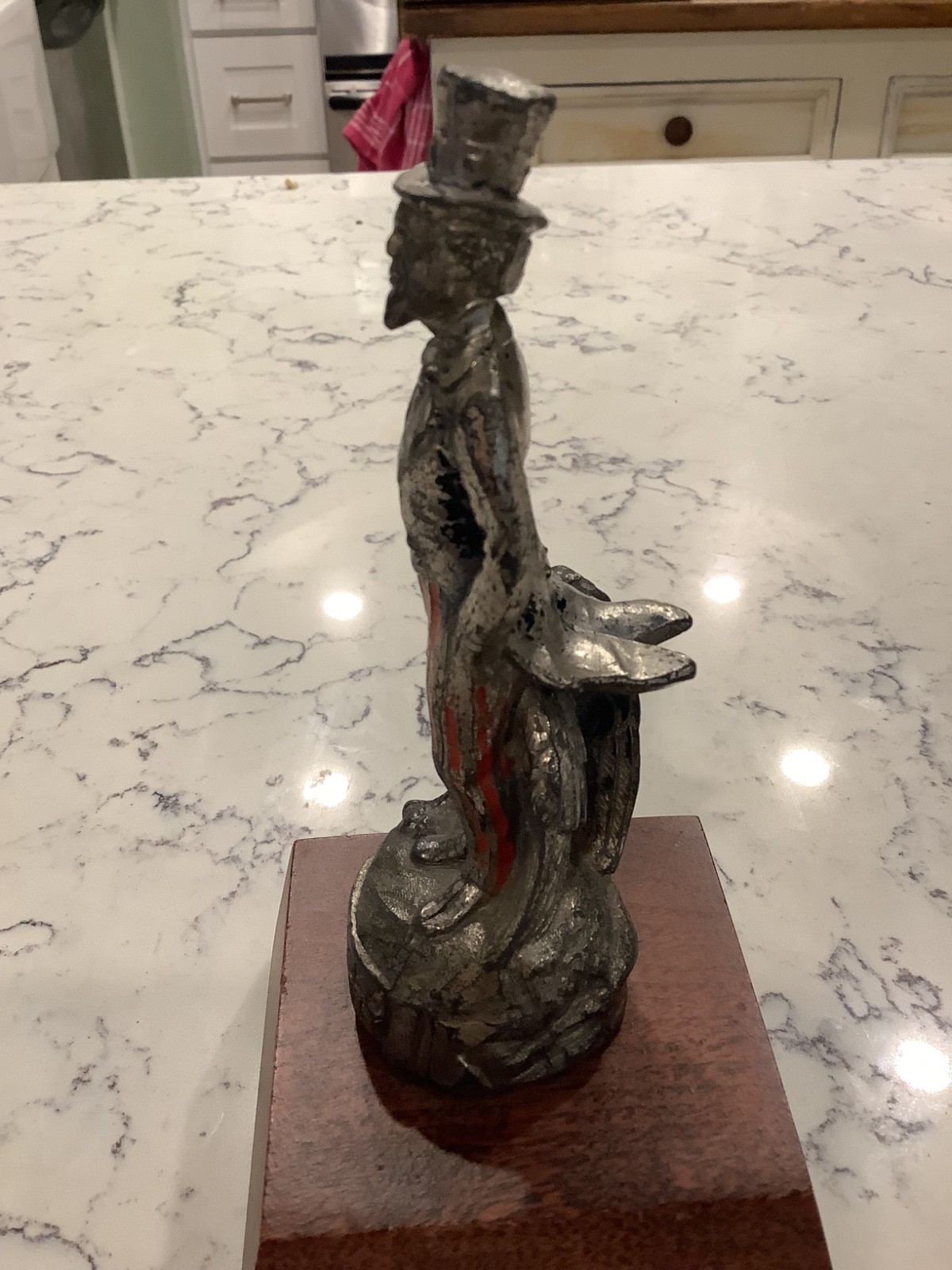 Vintage 1930s Hood Ornament Featuring Uncle Sam with Eagle by his Feet