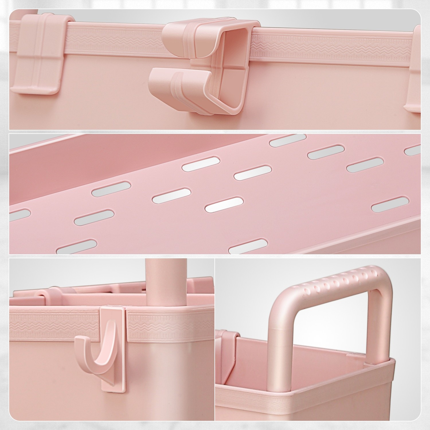 3 Tier Slim Rolling Storage Organizer Cart for Garage Warehouse Kitchen Pink