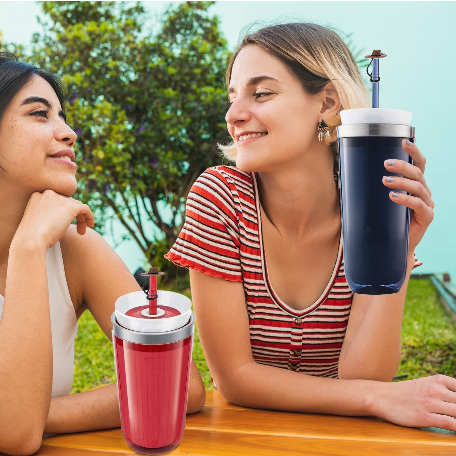 10 Pcs Straw Cowboy Covers Cap Silicone Cowboy Hat Cute Funny Straw Toppers T...