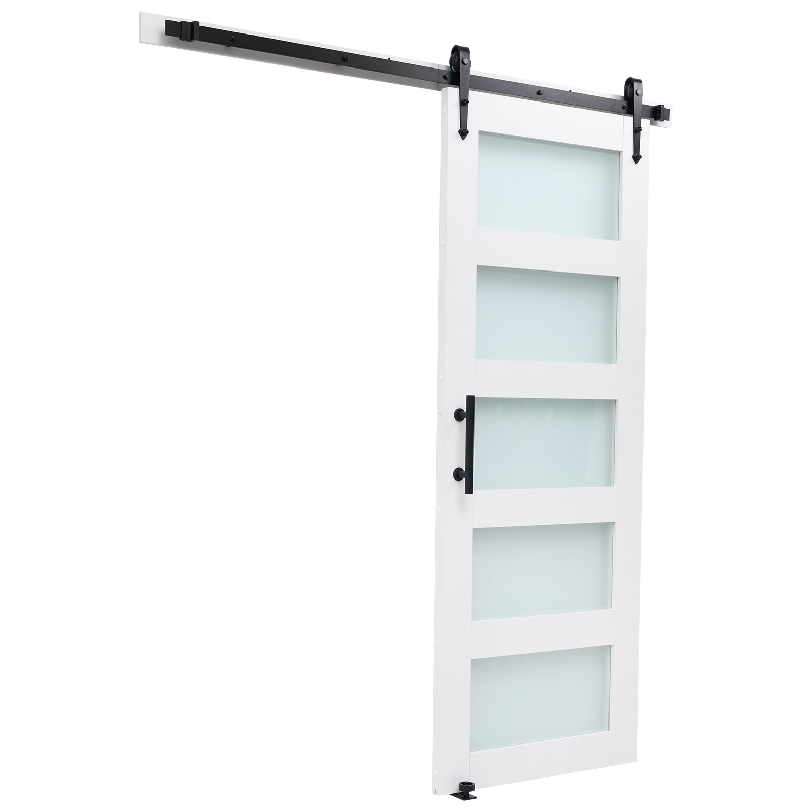 Uimoso Sliding Barn Door with Hardware Kit 30 x 84 in, MDF Panel & Frosted Glass