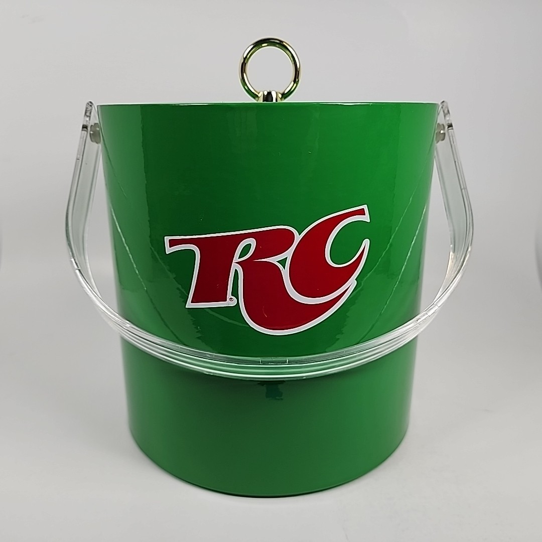 Vintage Royal Crown RC Cola Green Ice Bucket Cooler w/Handle & Lid Green