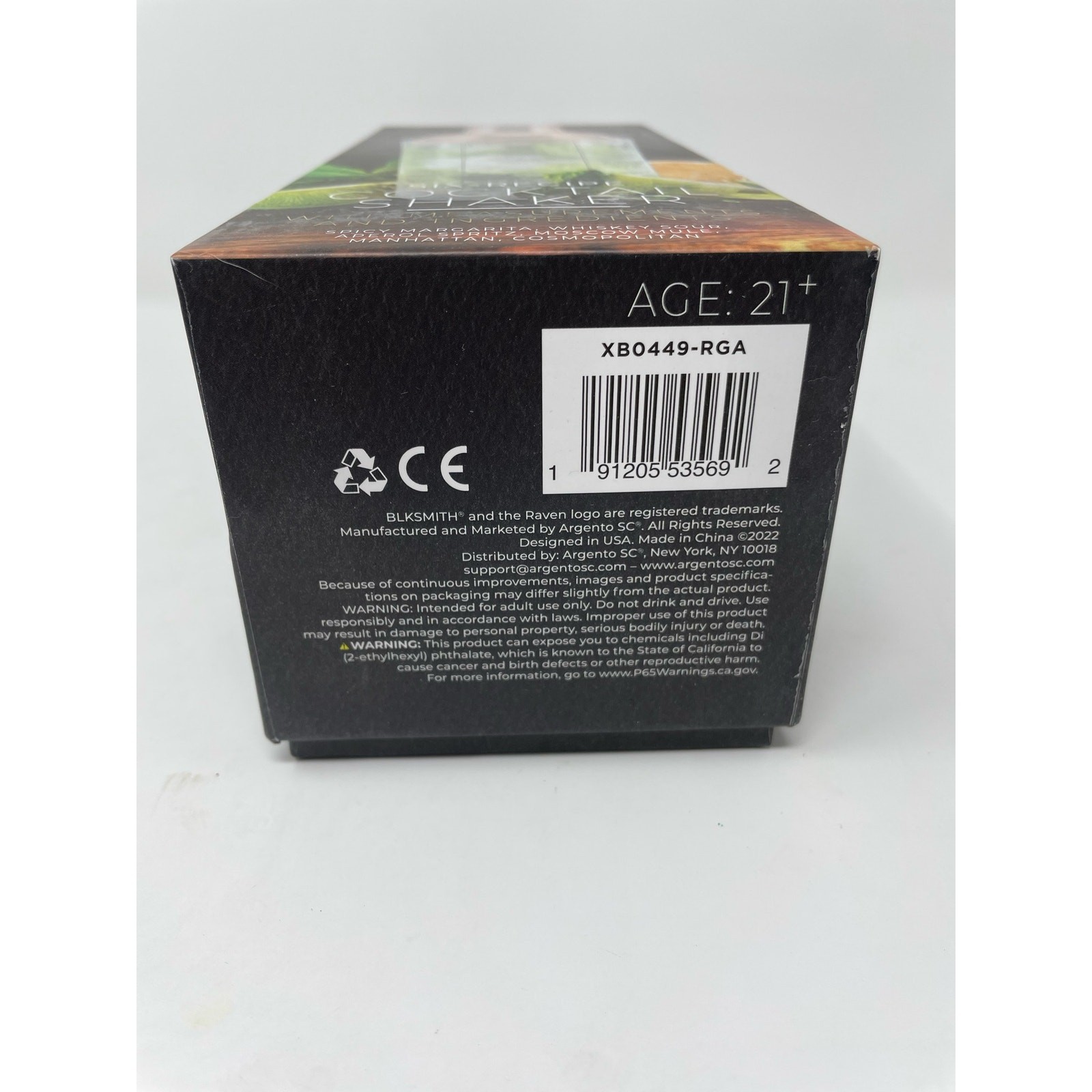 BLKSMITH 14 oz Glass 6-Recipe Cocktail Shaker w/ Measurements & Ingredients New