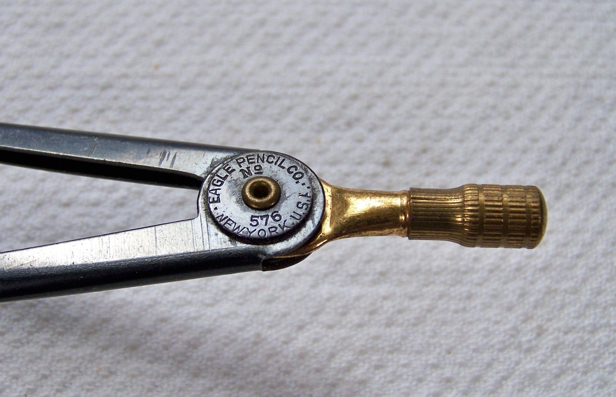 Vintage EAGLE PENCIL CO #557 Topper Pencil Sharpener & #576 Black & Gold Compass