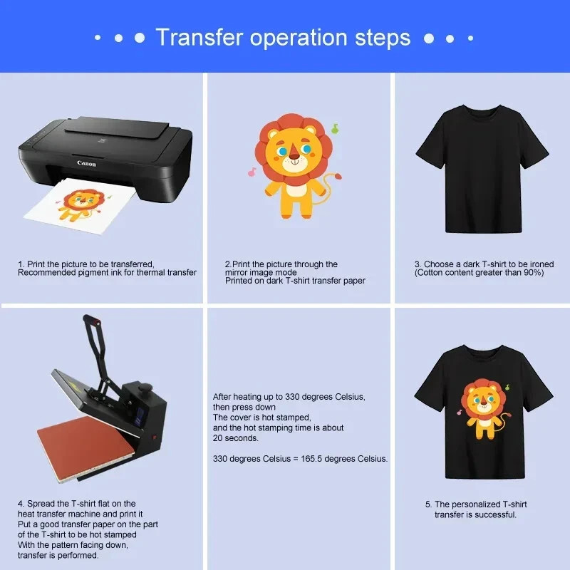 Inkjet Heat Transfer Paper for dark T-shirts and garments-8.5"x11.75" 50 Sheets