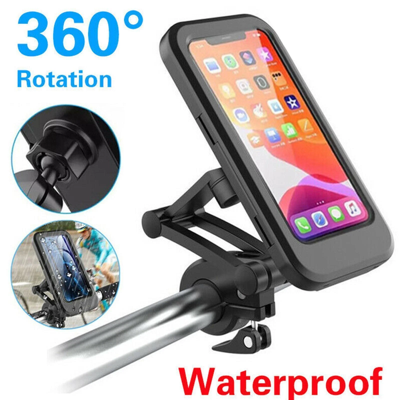 Motorcycle Bike Handlebar Phone Mount Holder Waterproof Case for iPhone Samsung