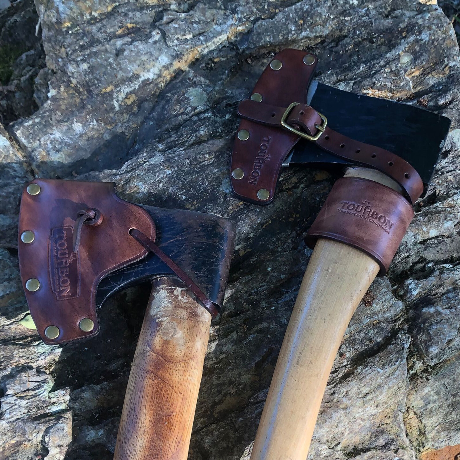 TOURBON Vintage Leather Axe Holster Hatchet Lanyard Blade Sheath Protect Cover