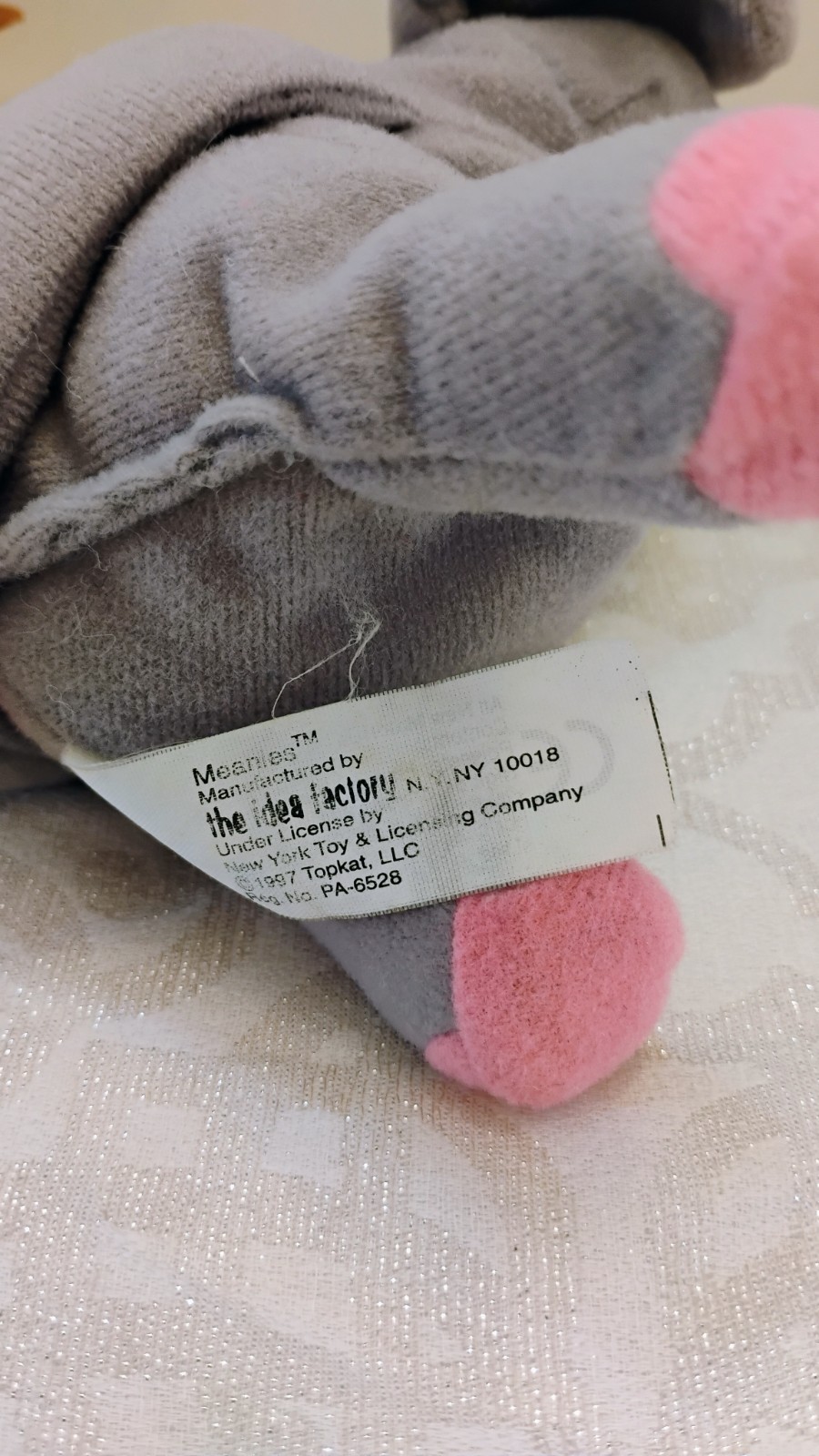 Vintage Meanies Series One Lot Of 2 Funny Plush Beanies Armydillo & Elephant