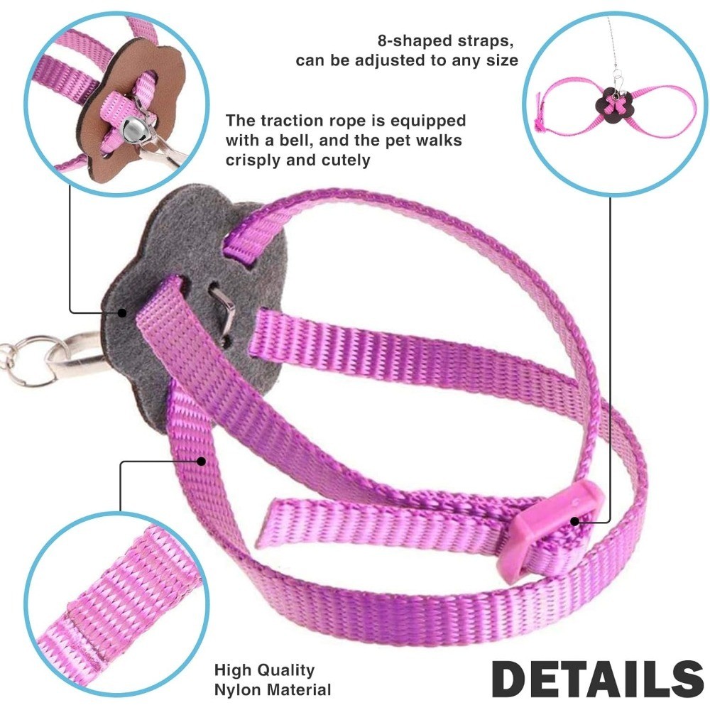 Adjustable Hamster Leash Harness for Ferret Rabbit Rat Mouse Small Pet Walking