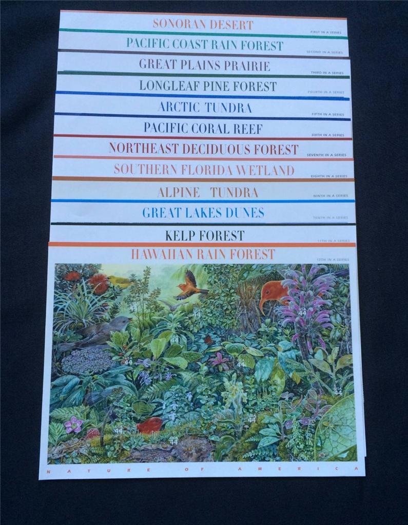 COMPLETE  SET OF 12 NATURE OF AMERICA SHEETS  3293 3378...4423 4474 VF MNH