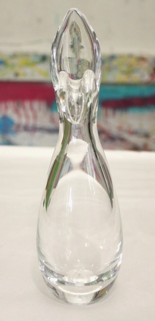 Steuben Signed Clear Art Glass Sheard Rim Pitcher Plant Vase