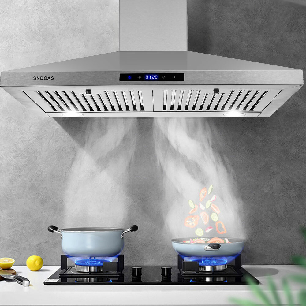 30 Inch Wall Mount Kitchen Hood 450 CFM Range Hood Stove Vented Hood Exhaust Fan