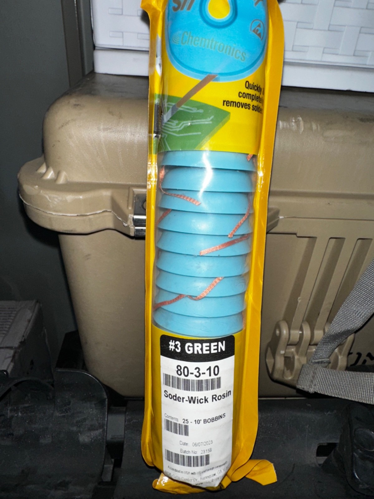 chemtronics Soder Wick Rosin 80-3-10, #3 Green pack of 25qty