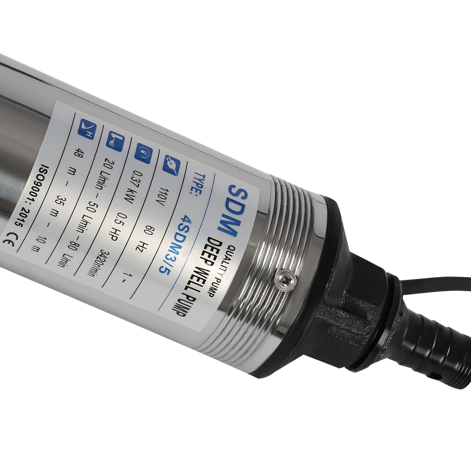 110v Submersible Deep Well Water Pump Stainless Steel 0.5HP 110V 16GPM 157ft