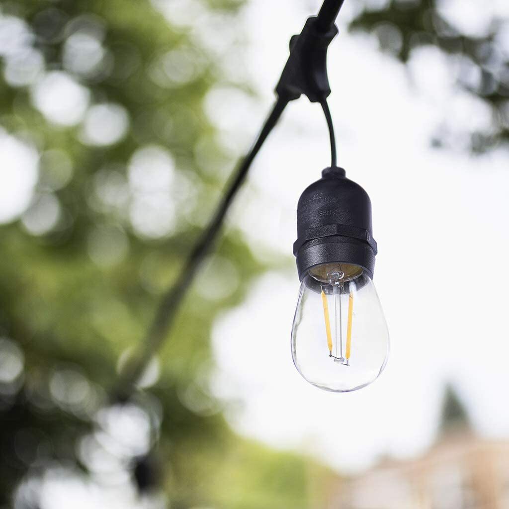 Sterno Home Waterproof Outdoor LED String Lights For Patio, Black, 48 Feet