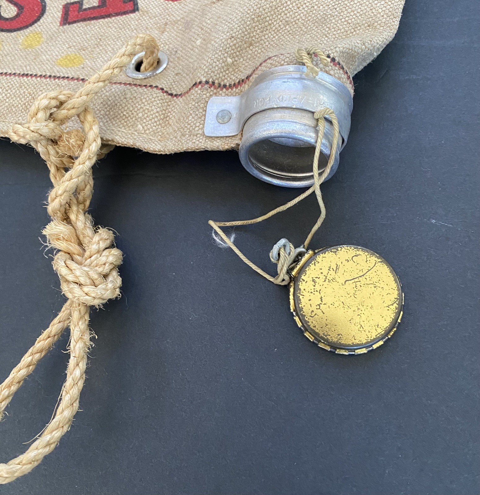 Vtg Desert Brand Canvas Water Bag USA Made San Francisco CA, Boise Cascade