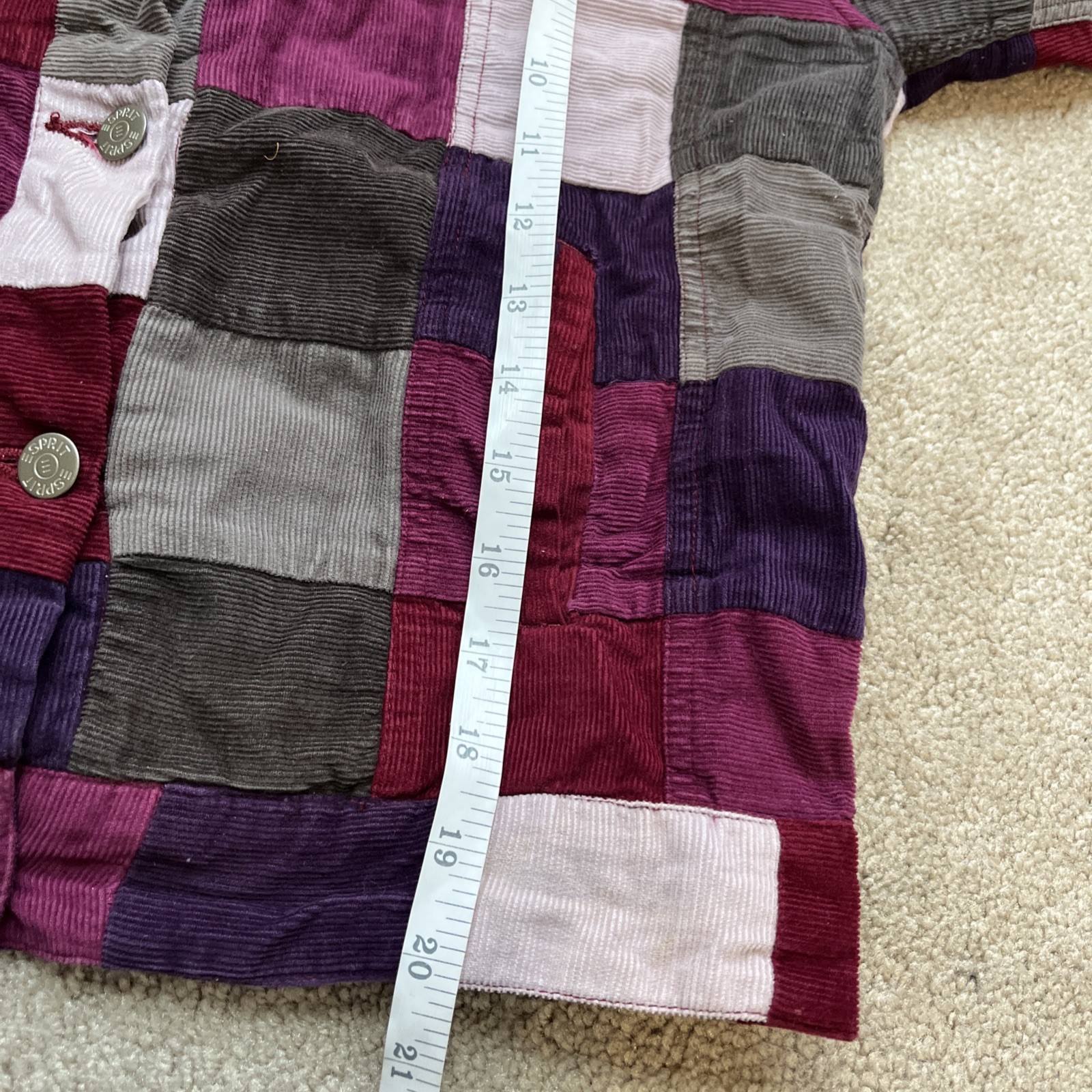 Vintage Esprit Set Patchwork Corduroy Jacket Skirt Girls 11/12 Purple Western 90