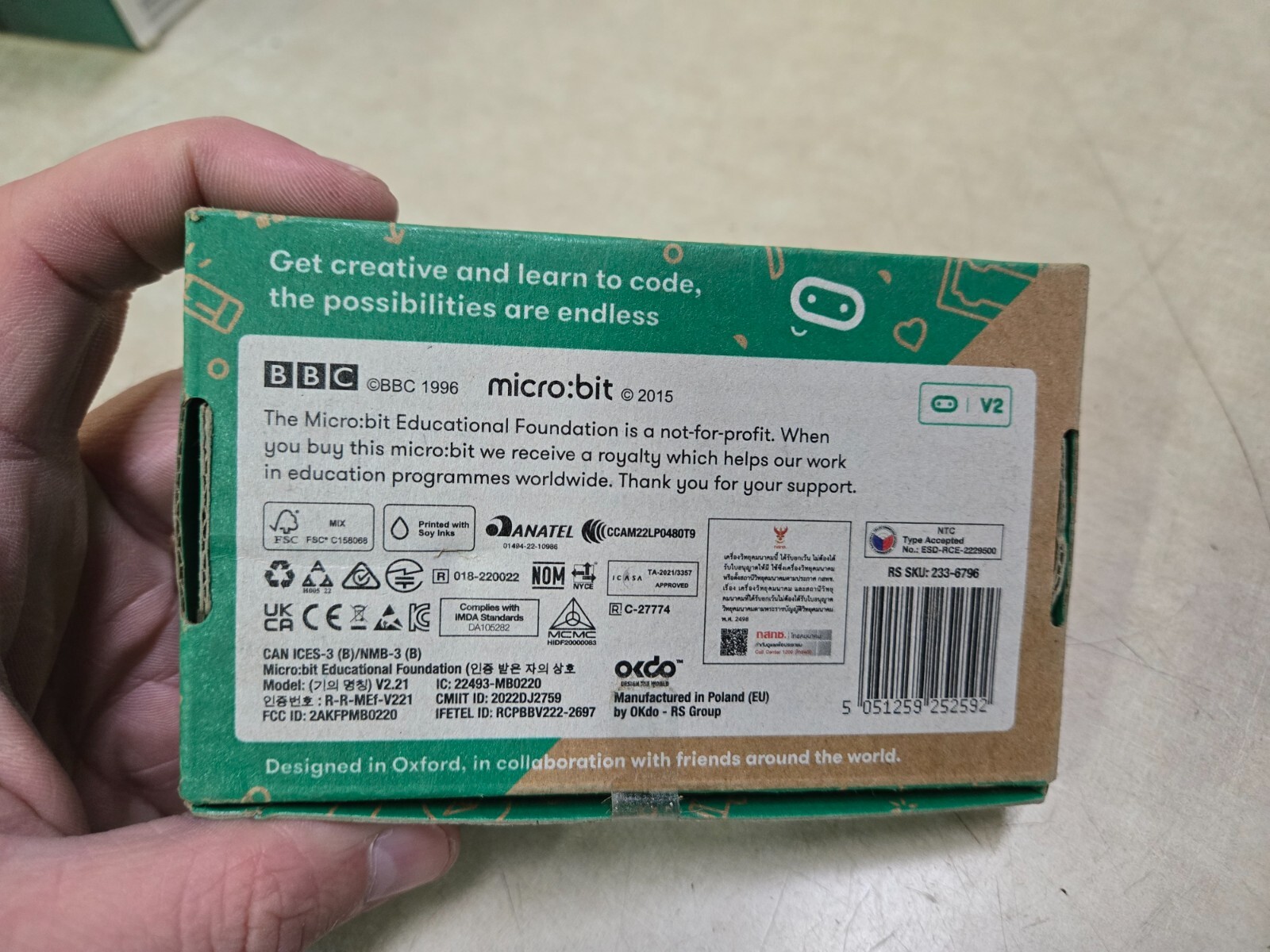 SEALED BBC MICRO BIT CREATE LEARN CODE: V2-RS SKU:233-6796-MEF-V221