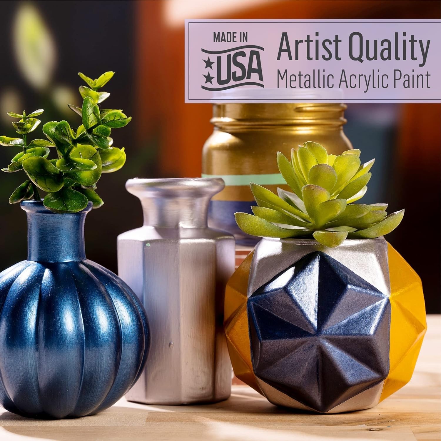 Versatile 2 oz Non-Toxic Metallic Acrylic Paint in Taupe – Ideal for Any Surface