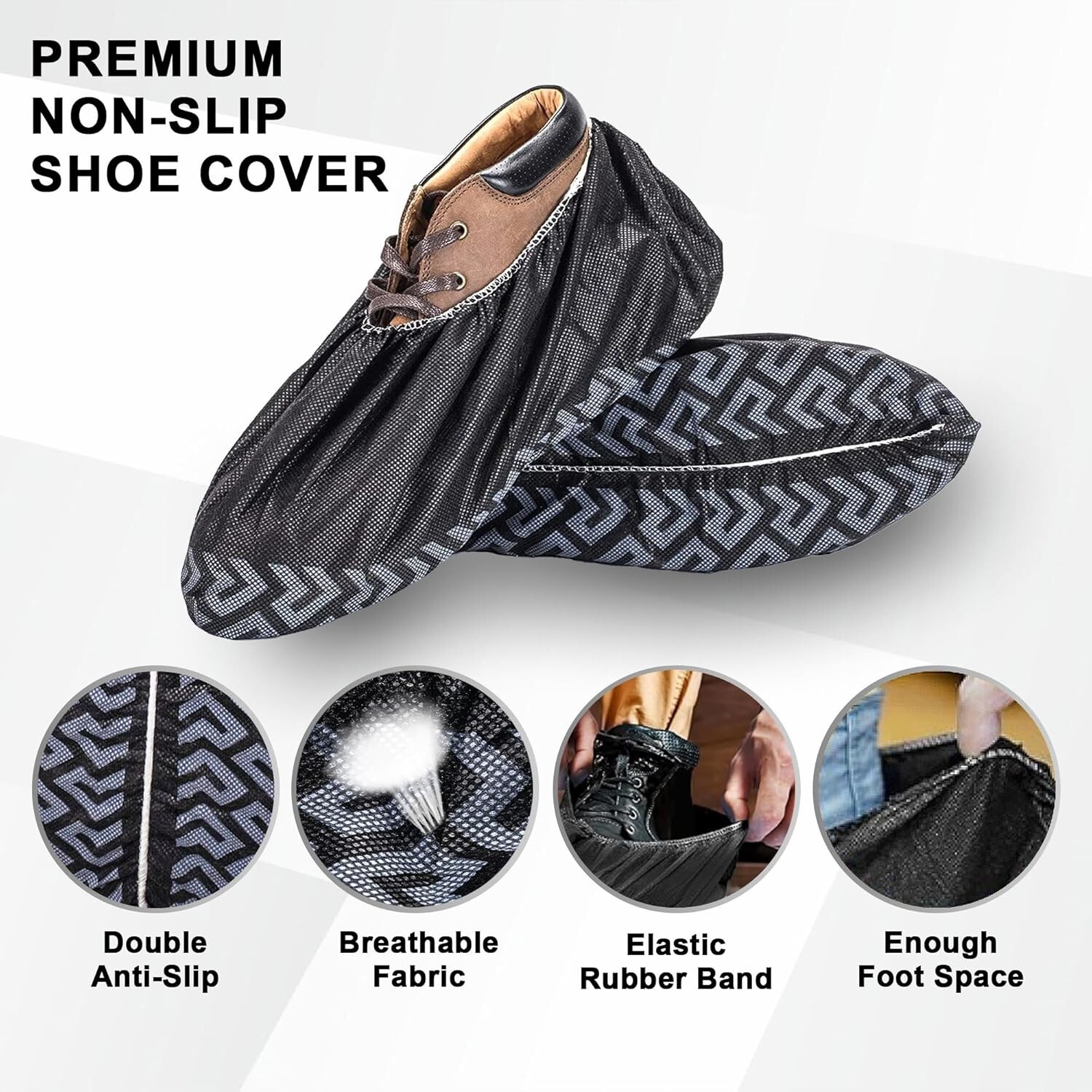 Black Industrial Disposable Shoe Covers Extra Large 100 Pack