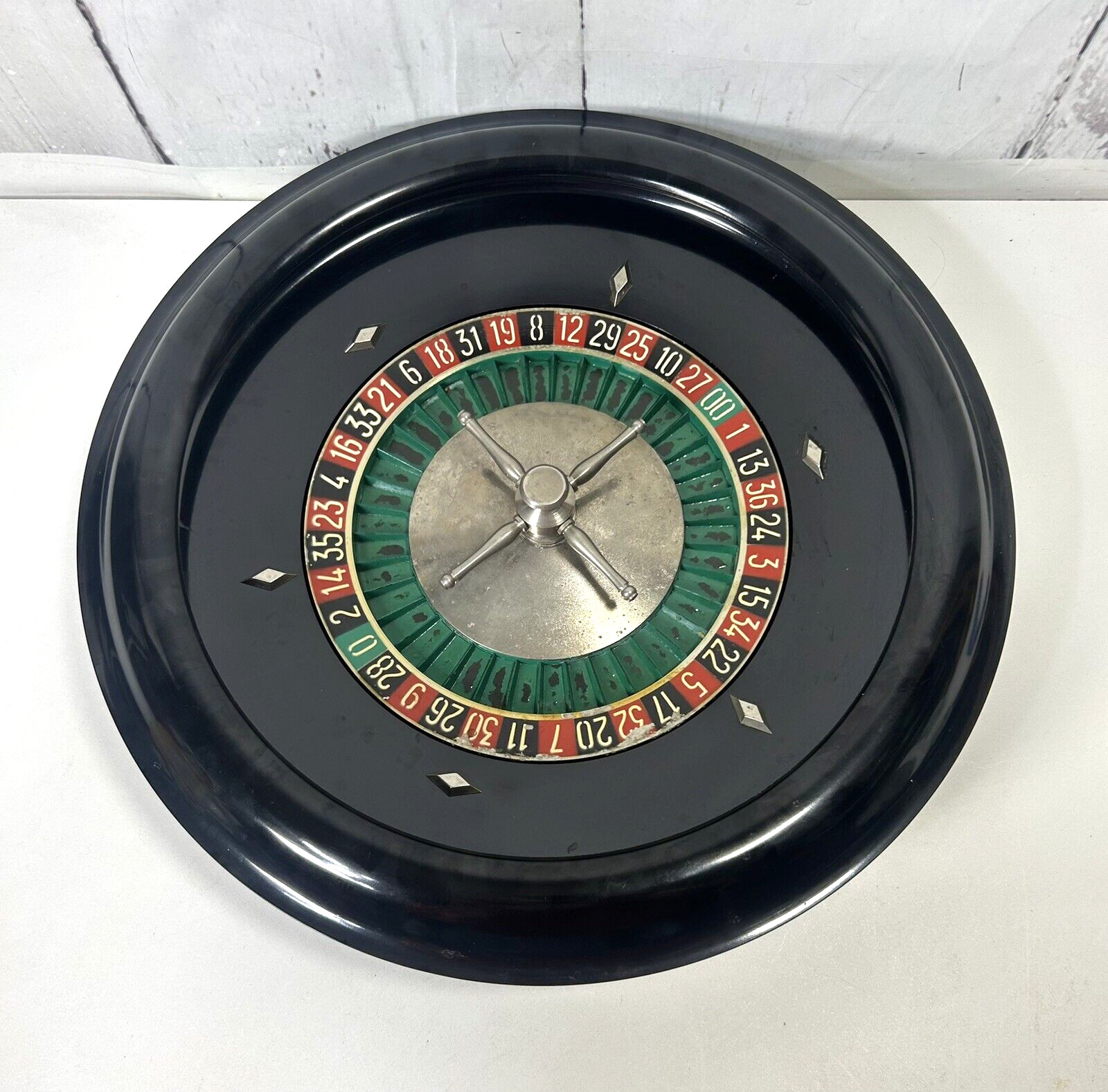 VINTAGE TABLETOP ROULETTE WHEEL ANTIQUE GAMBLING GAMING CASINO MADE FRANCE VIDEO