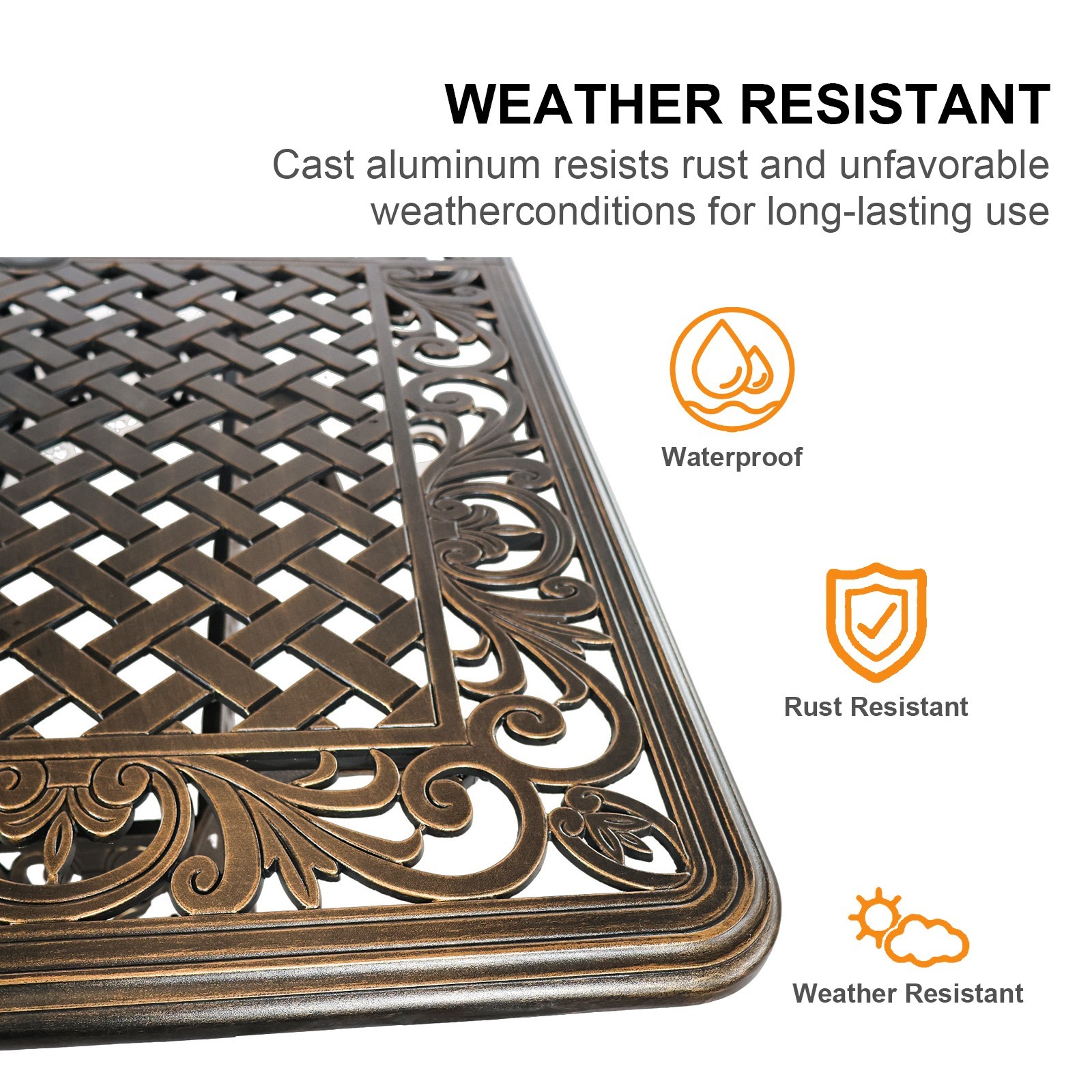 5 Pieces Patio Dining Set Cast Aluminum Patio Table and Chairs Set 4 ,Bronze