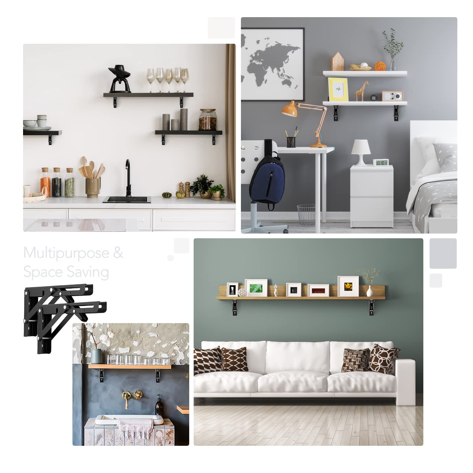 Wall Table Fold Down Hinge,10 Inch Self-Locking Folding Hinge,Save Space Drop