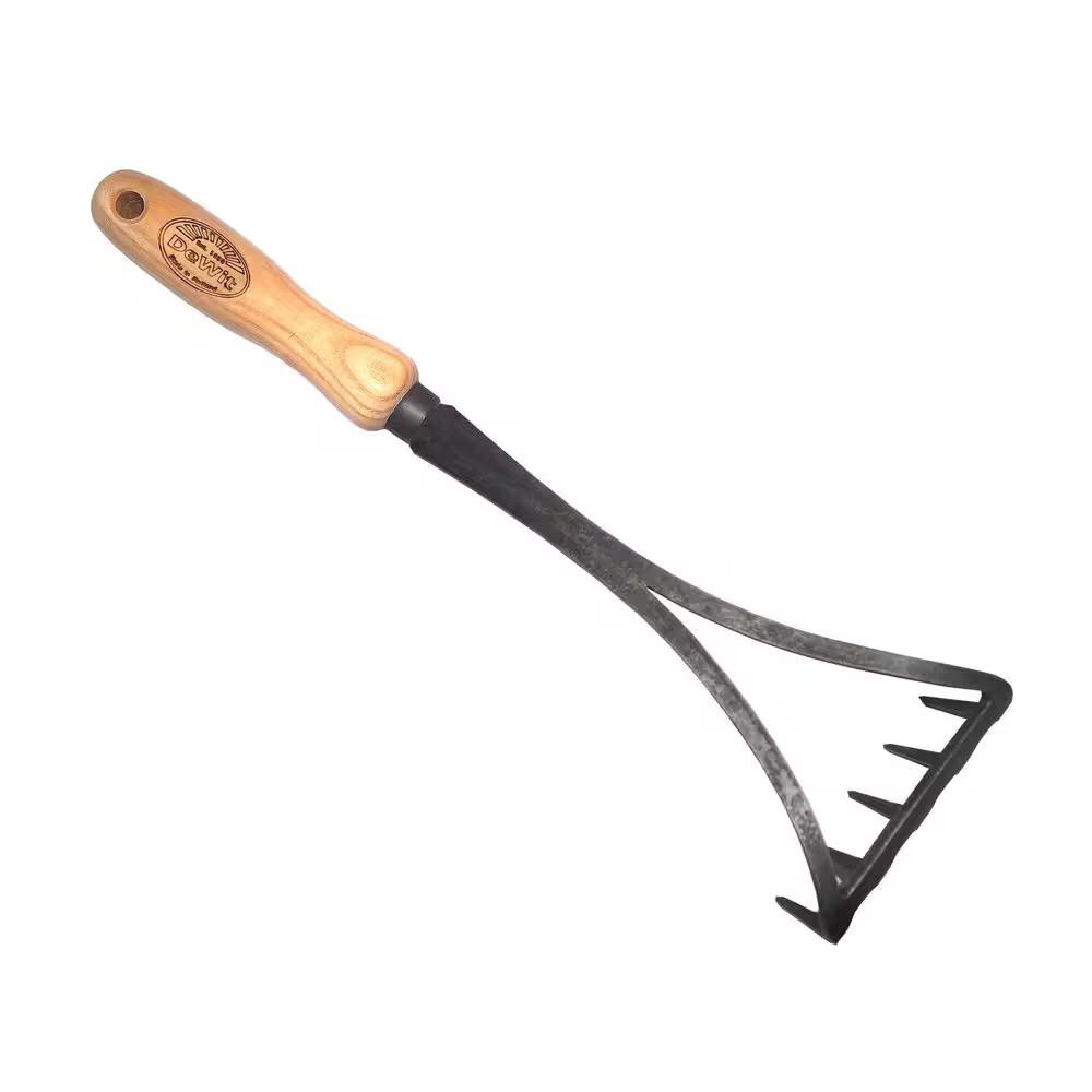 10 In. L Ash Hardwood Handle 13.5 In. L Bio 5 Tine Hand Rake-Cultivator