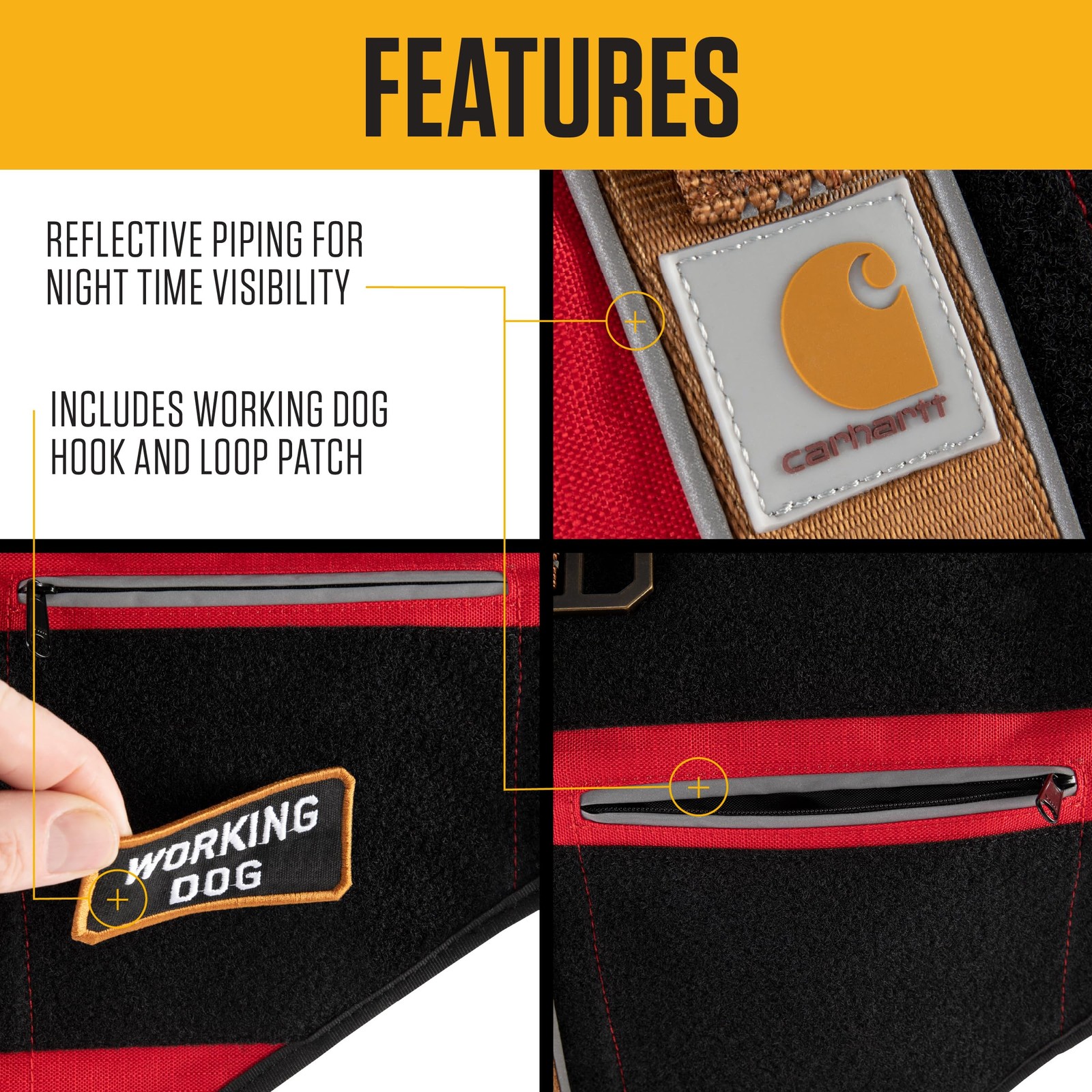 Carhartt Nylon Ripstop Service Dog Harness – Durable, Water-Repellent, Reflectiv