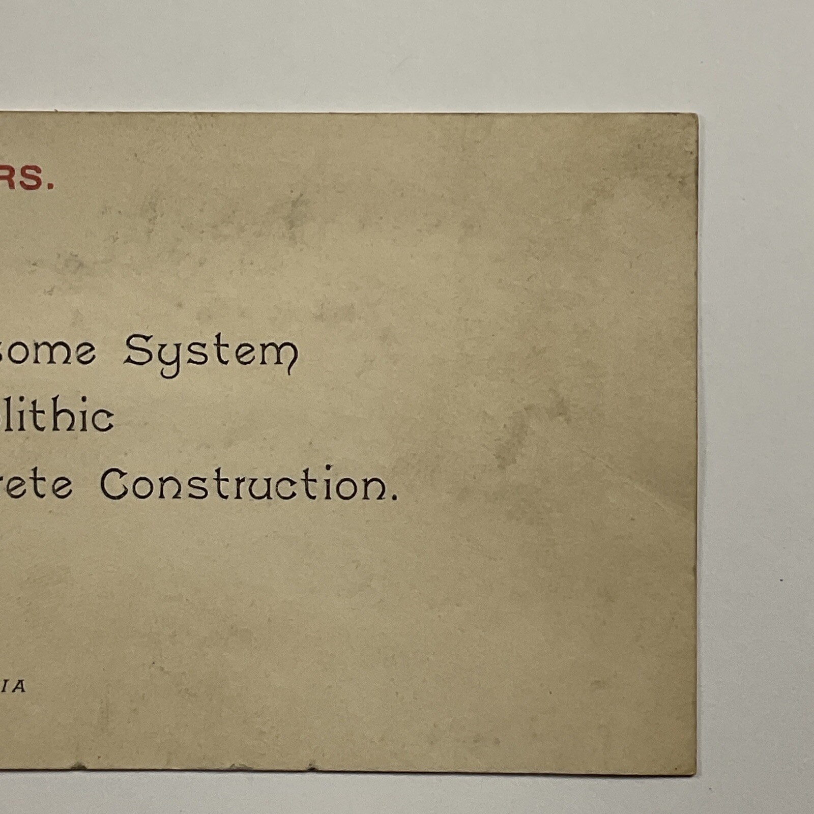 Washington D.C. Ransome System Monolithic Concrete Construction Business Card
