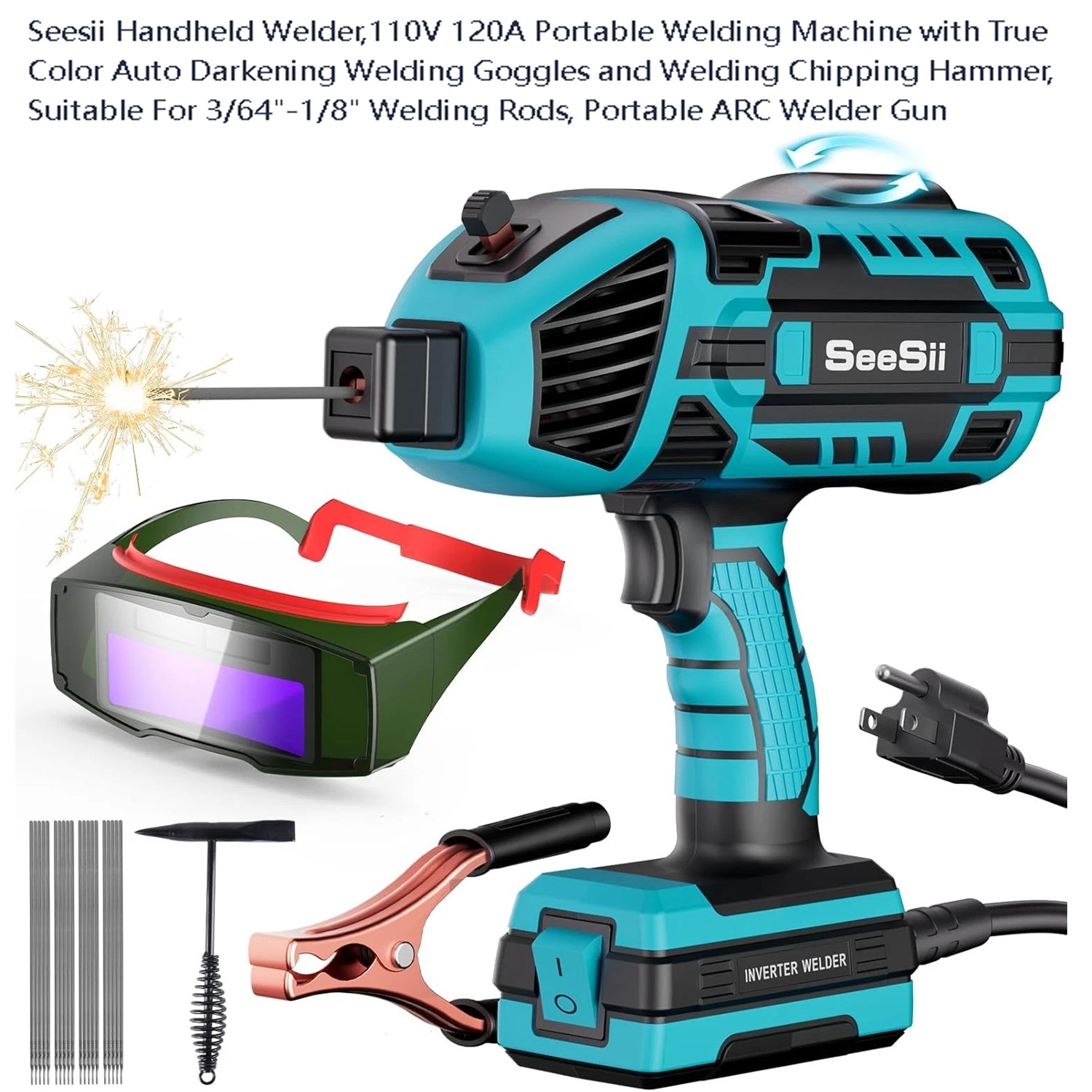 Handheld 110V 120Amp ARC Welder, Portable IGBT Inverter Wedling Machine