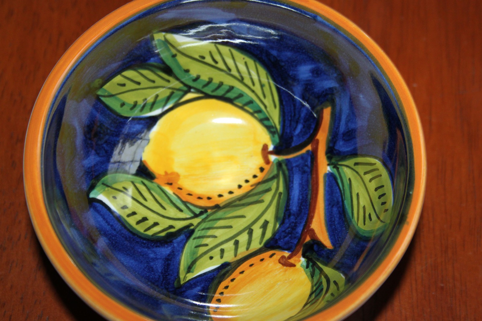 Ravello Italy Hand-Painted Lemon Bowls – Cobalt Blue Majolica Style – Set of 4