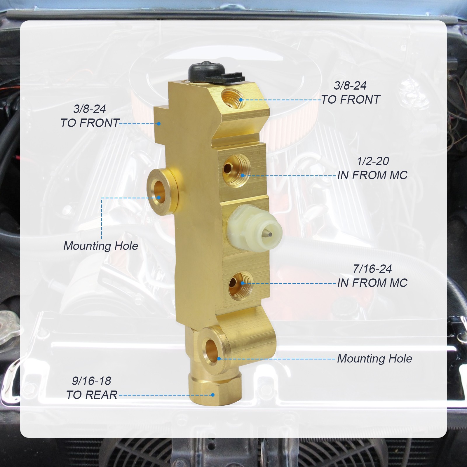 PV2 Brass Proportioning Valve Disc/Drum Disc Front Drum Rear Brake For GM CHEVY