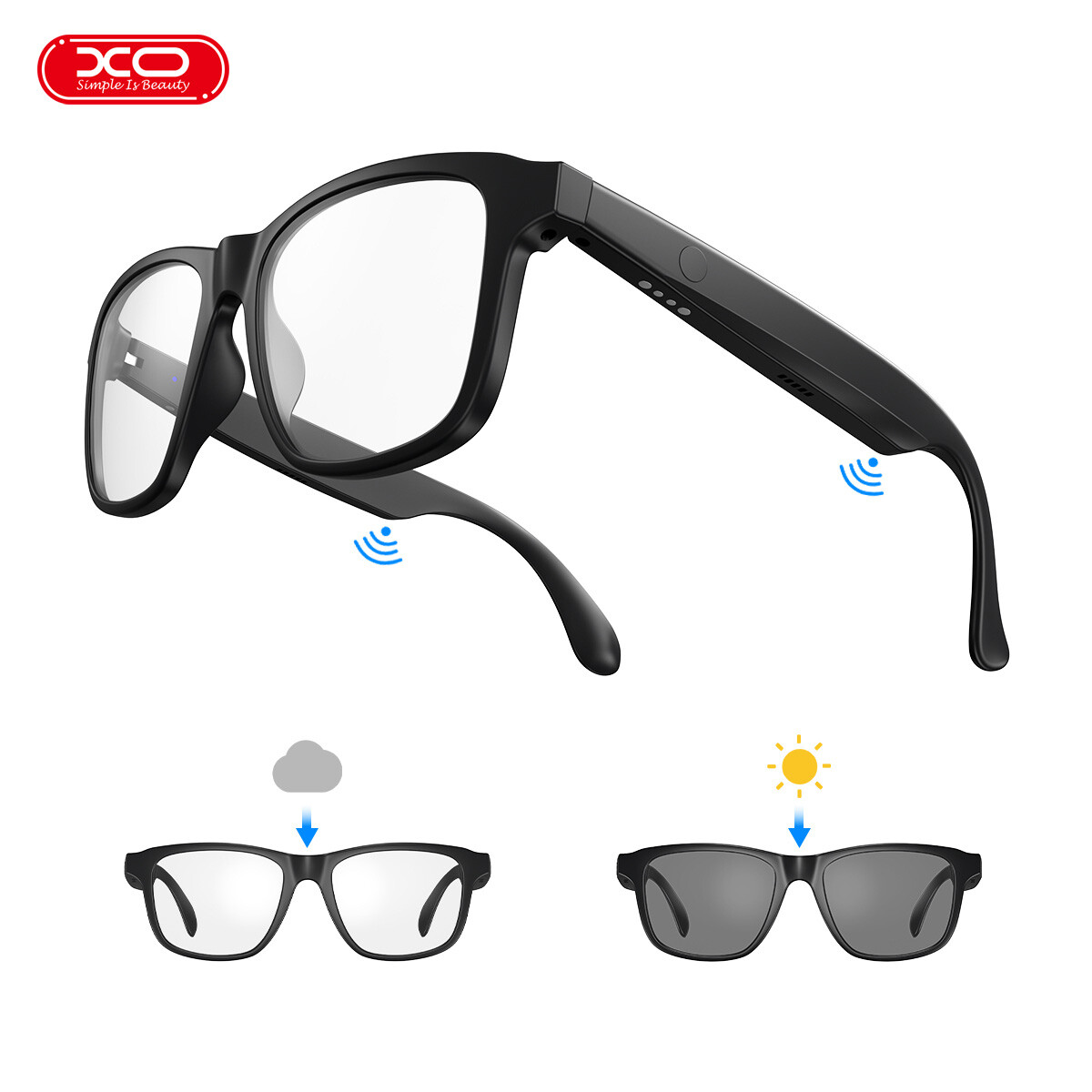 🥇Smart Glasses Photochromic Lenses Bluetooth Call Glasses Audio Eyewear Headset