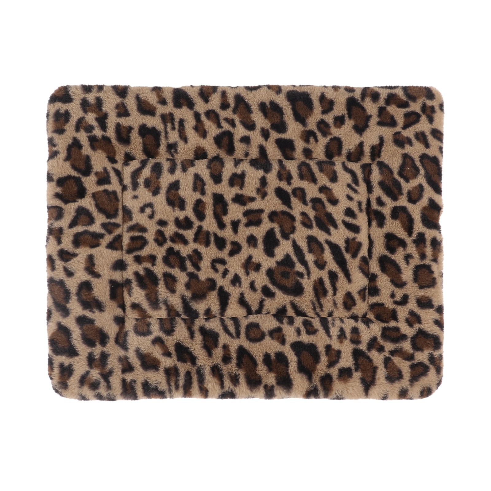 Leopard Print Pet Mat Reversible Plush Dog Cat Sleeping Cushion Machine Washable