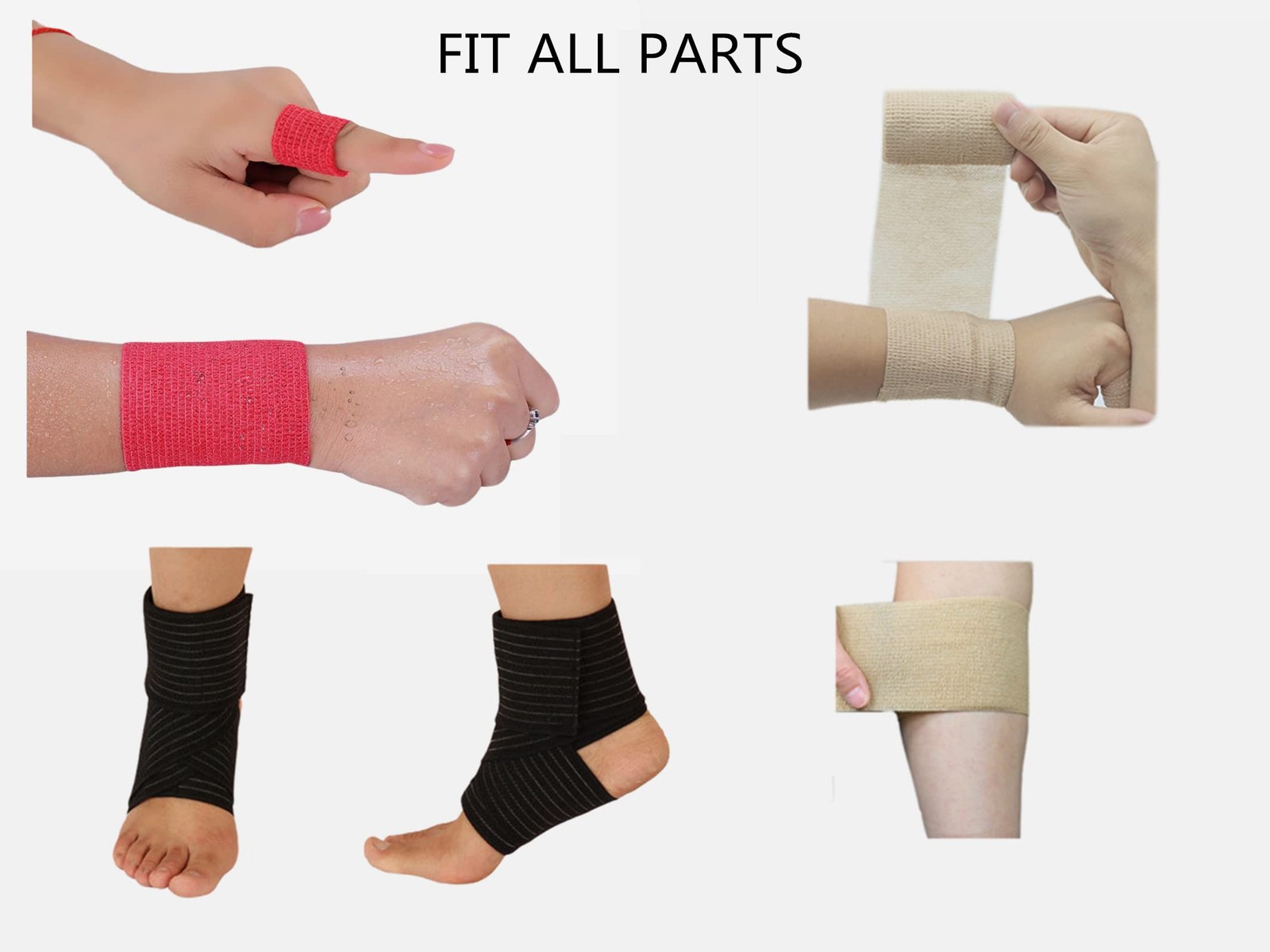 6 Pack Self Adhesive Bandage Wrap 2 Inch Vet Tape Elastic Cohesive Wrap