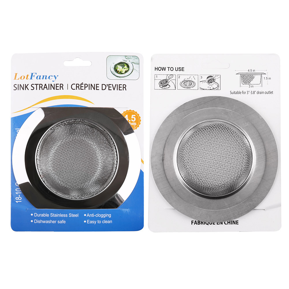 Kitchen Sink Strainer Large Wide Rim 4.5" Stainless Steel Mesh Drain Filter