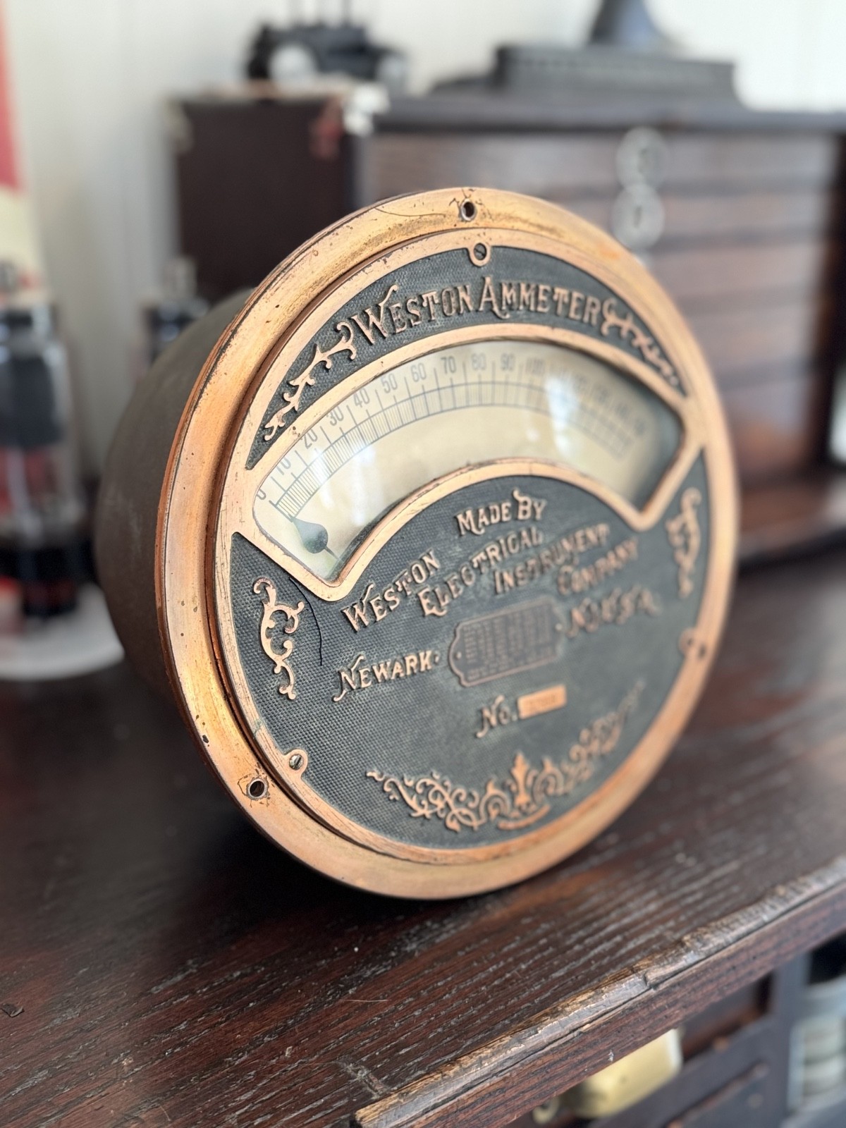 1890 WESTON Switchboard Factory AMMETER Amperage Amp Meter Panel Mount 10"