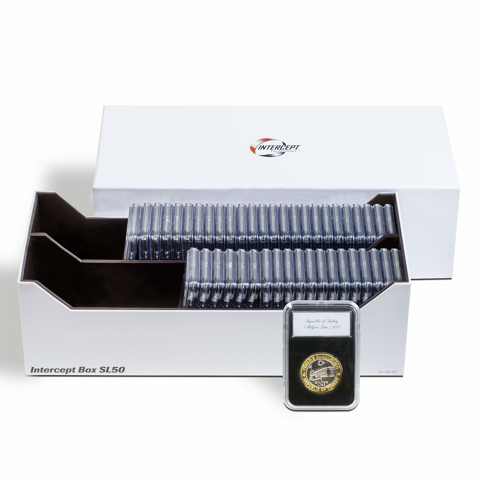 Coin Slabs Storage Best Box INTERCEPT Shield For 50 Certified PCGS NGC Holders