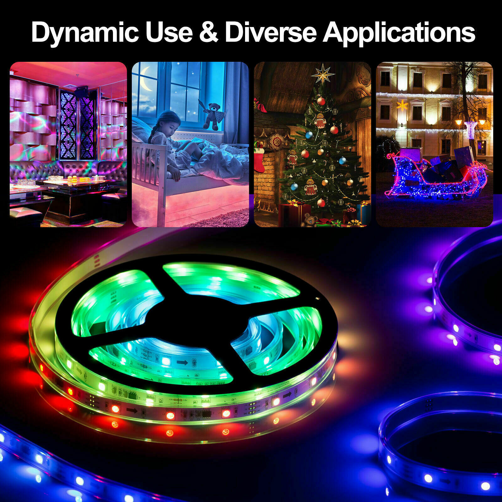 Tira De Luces 66FT LED RGB Color Tiras Led Para Decoracion Habitacion Cuarto