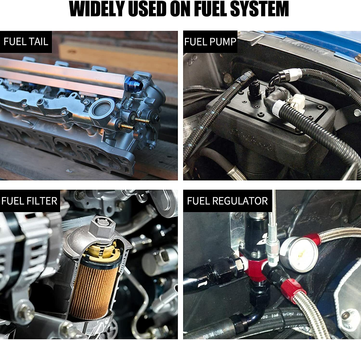 6AN to 6AN Male Flare Coupler Union Straight Fuel Hose Adapter Fitting 2 PCS